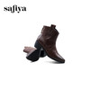 Safiya/索菲娅2024秋冬真皮拉链气质尖头粗跟英伦及踝短筒时装靴 SF44116167 商品缩略图8