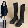 ZHR则则加绒长筒靴女2024秋冬新款厚底弹力瘦瘦靴百搭不过膝长靴 商品缩略图0