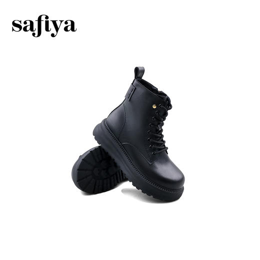 Safiya/索菲娅2024冬英伦风圆头侧拉链时尚粗高跟厚底马丁靴 SF44116268 商品图4