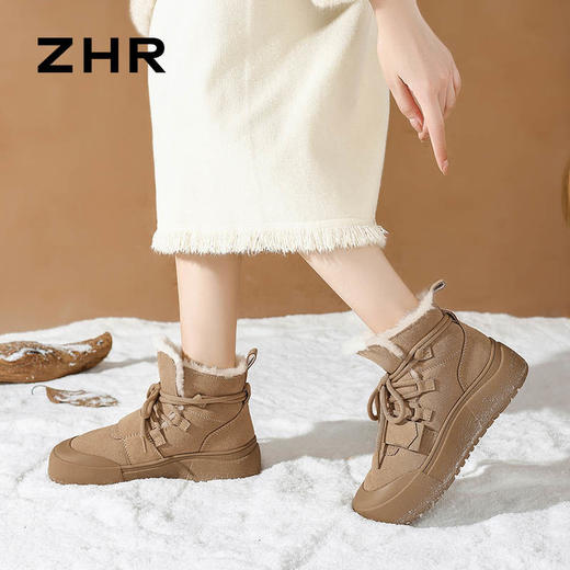 ZHR则则加绒保暖雪地靴防水防寒女鞋2024冬季新款ins百搭短筒棉鞋 商品图6