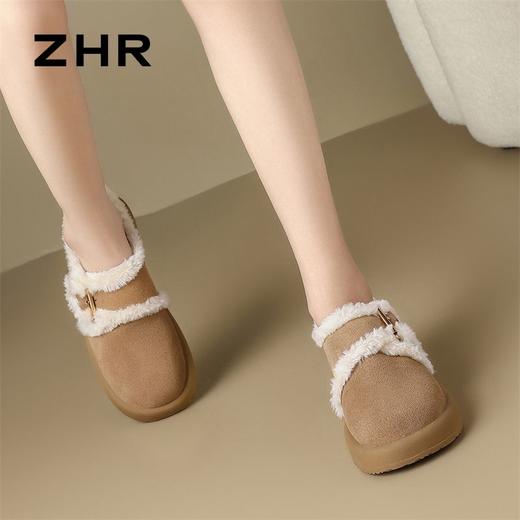 ZHR则则加绒勃肯鞋女2024冬季款保暖加厚真皮超软棉鞋东北雪地靴 商品图2