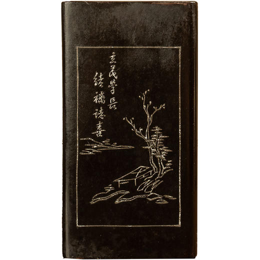 民国 大漆撒银山水诗文笔筒 商品图5