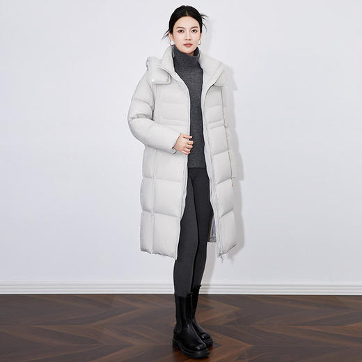 【高货wl】全新升级【铂金会员661/天猫899/差价238】(12850) 洛诗琳简约时尚长款显瘦连帽90白鸭绒加厚气质羽绒服外套 商品图1