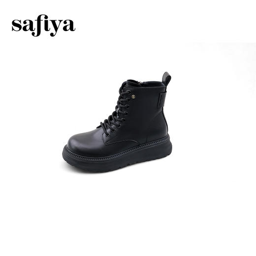 Safiya/索菲娅2024冬英伦风圆头侧拉链时尚粗高跟厚底马丁靴 SF44116268 商品图1