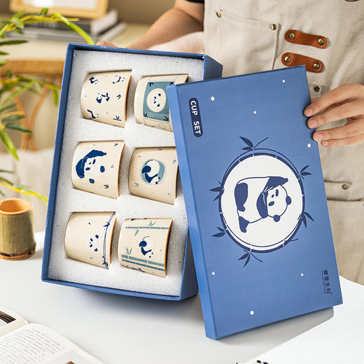 摩登主妇熊猫小茶杯套装客人主人杯茶具礼盒杯子家用喝水杯陶瓷杯 商品图4