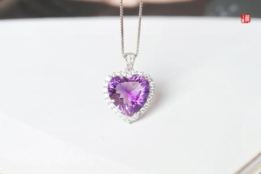 紫水晶心形吊坠  ，925银镶 商品图0