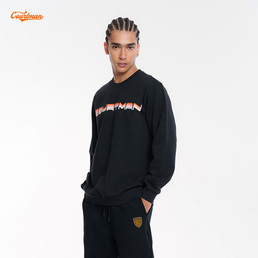 COURTMAN野球帝 叠影logo印花卫衣圆领卫衣日潮男女宽松外套上衣 商品图2