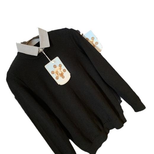 线下699!轻奢线!2024秋冬绵羊毛混纺秋冬翻领假两件毛衣打底针织衫男！ 商品图4