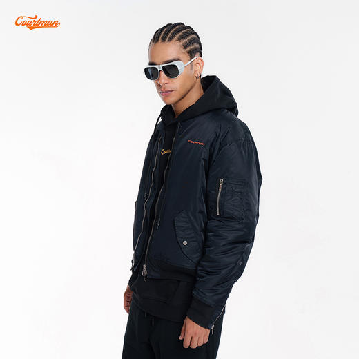 COURTMAN野球帝 美式复古星标logo飞行员夹克嘻哈宽松棒球服外套 商品图3