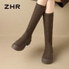 ZHR则则加绒长筒靴女2024秋冬新款厚底弹力瘦瘦靴百搭不过膝长靴 商品缩略图9
