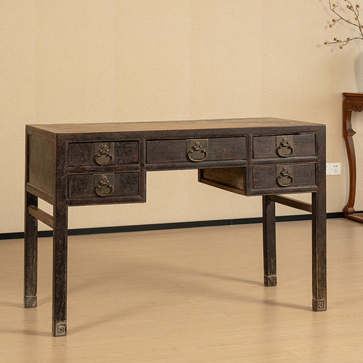 清 红木褡裢式五屉书桌 商品图0