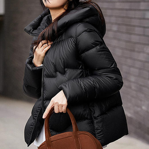 巨保暖！95白鹅绒五防连帽羽绒服女款高端女装短款外套平湖鹅绒服冬！ 商品图3