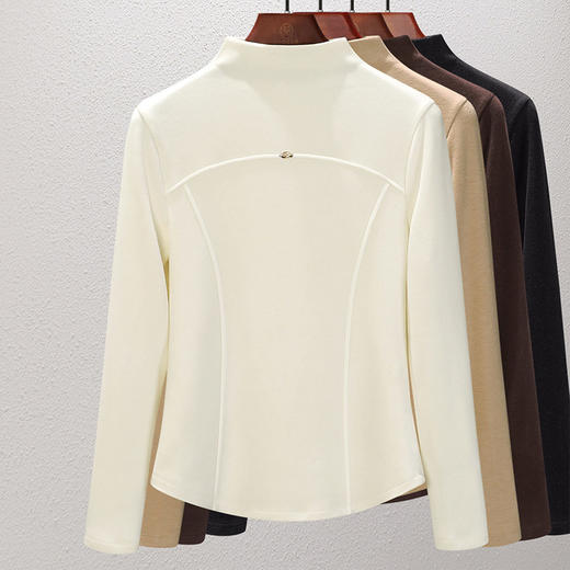 【自】全新升级【铂金会员109/天猫149/差价40】(14008) 洛诗琳秋冬新款桑蚕丝羊毛半高领打底衫德绒中领保暖上衣女 商品图1