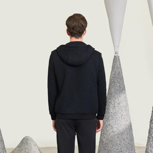 半身缘男装 冬季羊毛莫代尔加棉针织提花休闲连帽254112M01312969 商品图4