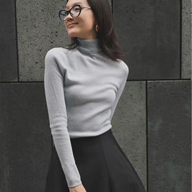 【顺丰包邮】33147 洛诗琳秋冬设计感马鞍肩高领针织羊毛打底衫3525