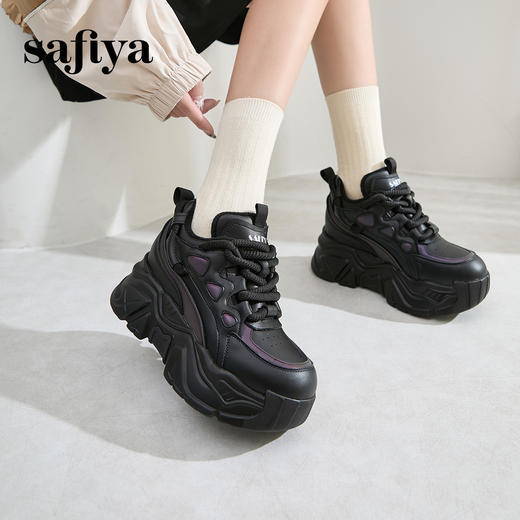 预售10天|Safiya/索菲娅2024秋冬爆火松糕厚底小个子内增高轻便休闲老爹鞋 SF44112363 商品图0