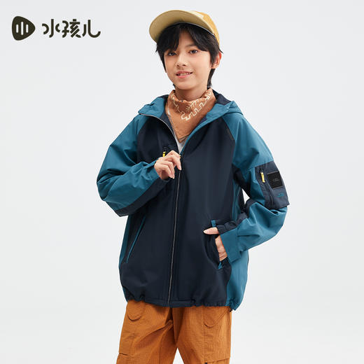 水孩儿童装秋冬新款儿童三防加绒外套男童时尚拼色拉链衫女童防风保暖上衣 商品图7