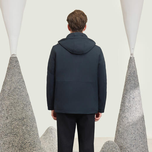 半身缘男装 冬季连帽简约精致拉链商务通勤棉衣244112M05412900 商品图4