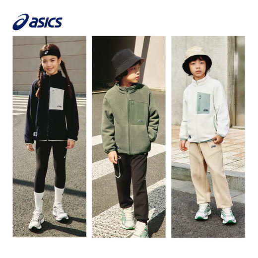 Asics/亚瑟士童装长袖圆领厚摇粒绒开衫保暖卫衣2024年秋冬新款 商品图4