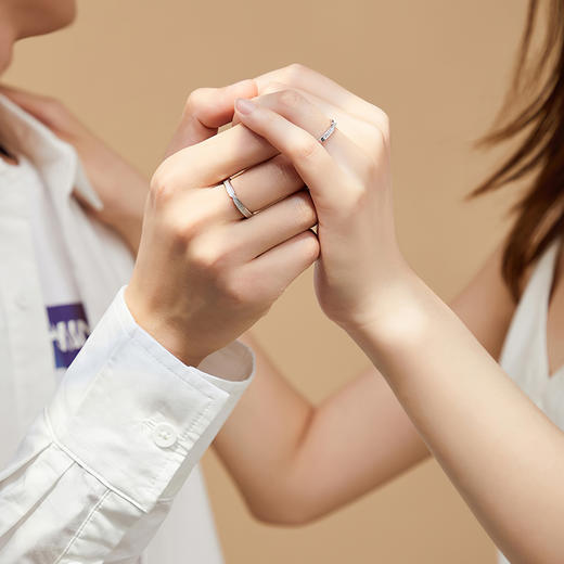 Winy925纯银相守誓言情侣戒指男女对戒可定制刻字送女友生日纪念日礼物 商品图7