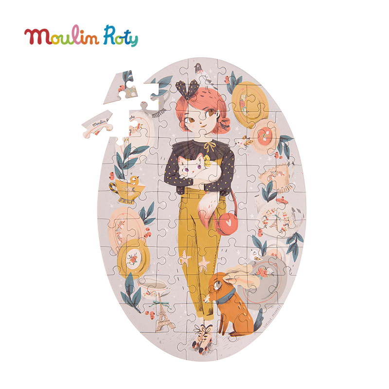 Moulin Roty 巴黎女孩康斯坦丁小姐 拼图 适合5岁+ 圆筒礼盒 巴黎女孩系列 法国品牌-642543