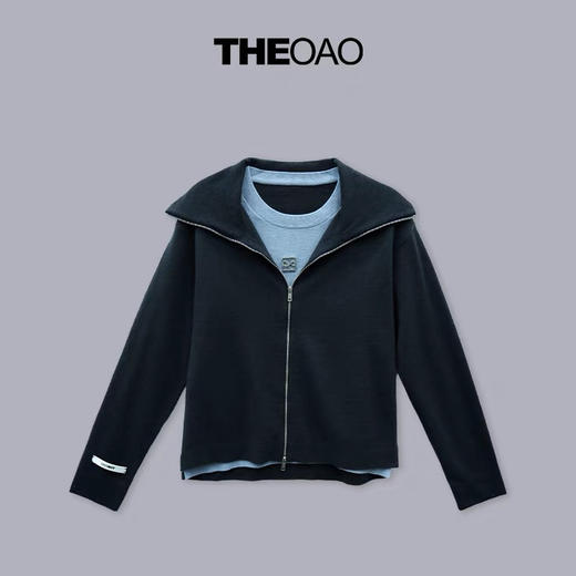 撞色假两件套头毛衫 商品图0