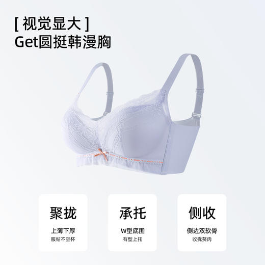 【小胸强聚拢】熳洁儿 轻乳棉无钢圈文胸幻境蕾丝系列聚拢收副乳24761521 商品图3