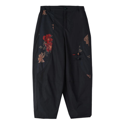 AHMtkne9387 复古民族风印花盘扣棉裤女2024冬季新款宽松显瘦加绒加厚束脚裤 商品图4