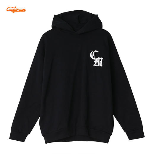 COURTMAN野球帝 美式复古情侣哥特logo印花宽松连帽运动休闲卫衣 商品图5