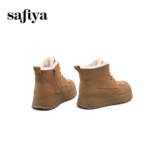 Safiya/索菲娅2024冬季加绒加厚保暖百搭系带羊羔毛复古雪地靴 SF4411A197 商品图3