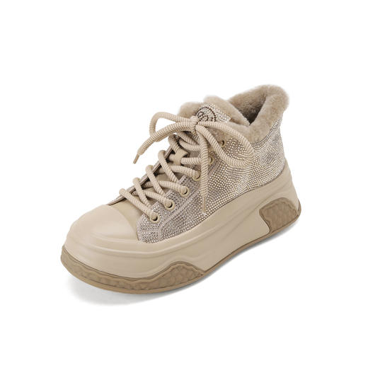 westory2024年秋冬新款休闲风厚底平跟舒适百搭毛毛鞋休闲老爹鞋W24DM85091 商品图1