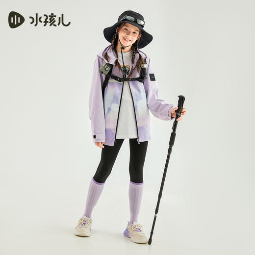 水孩儿童装24春季新款儿童三防外套男童时尚轻户外运动薄上衣女童拼色连帽衫 商品图2