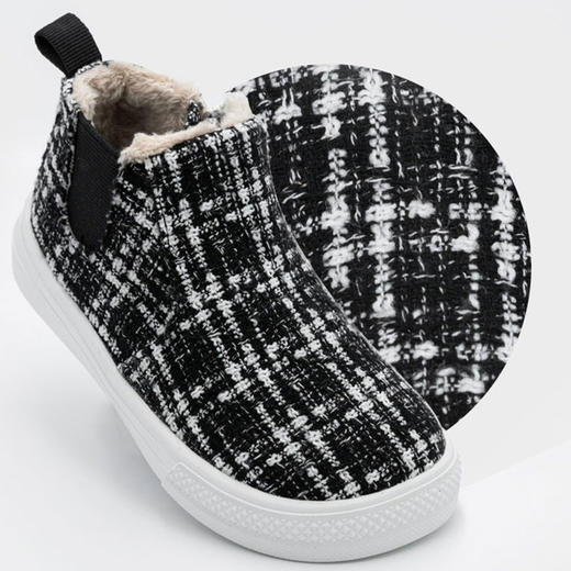 【特价抢购 非质量问题不退换】ASAHI朝日儿童秋冬鞋 编织格纹切尔西靴 黑白格纹 商品图2