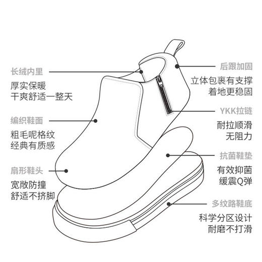 【特价抢购 非质量问题不退换】ASAHI朝日儿童秋冬鞋 编织格纹切尔西靴 黑白格纹 商品图3