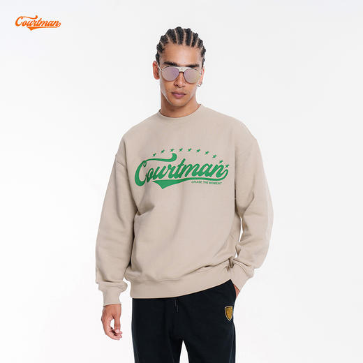 COURTMAN野球帝 星星复古logo字母印花卫衣休闲百搭运动情侣上衣 商品图1