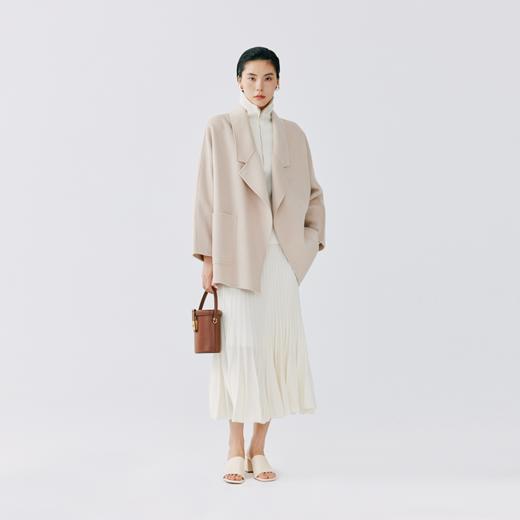 东黎 • 山羊绒女士学院风西服领时尚宽松休闲大衣 4421 商品图3