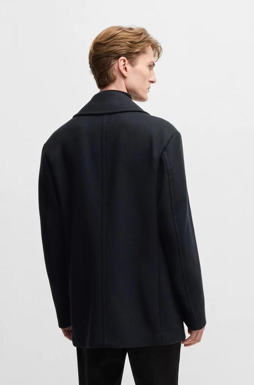 【新品特惠秒】 BOSS 男士 羊毛混纺宽松款双排扣豌豆风衣/大衣 12249 商品图1