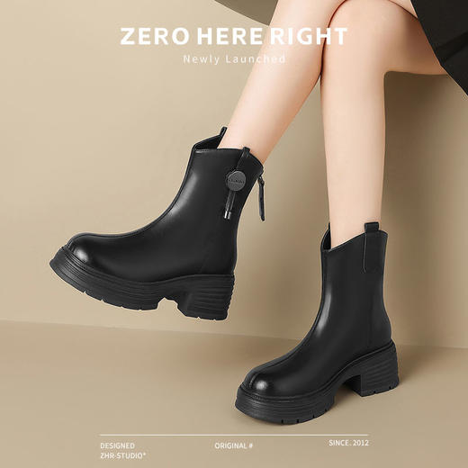 ZHR废土风加绒短靴女2024新款高级感ins叠穿时装靴子百搭轻便女靴 商品图4