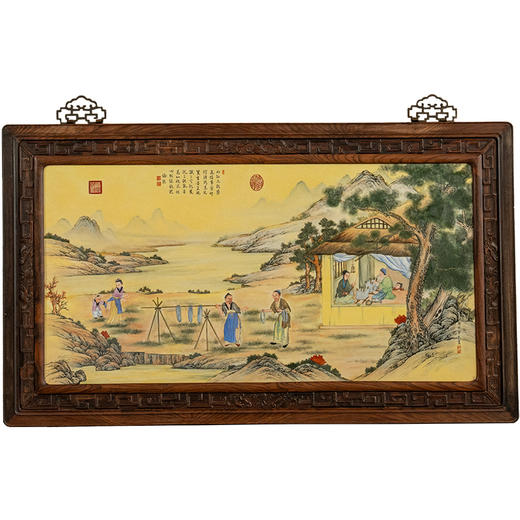 二十世纪 红木镶珐琅彩促织图瓷板画挂屏 商品图5