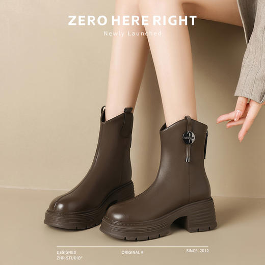 ZHR废土风加绒短靴女2024新款高级感ins叠穿时装靴子百搭轻便女靴 商品图8