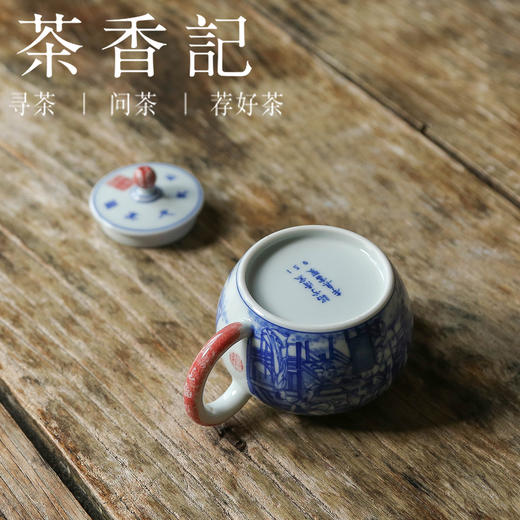 茶香记 詺兮清窑韩熙载夜宴图方圆壶160ml李真富绘制青花手绘茶壶 商品图3