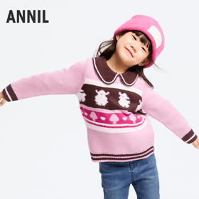 女童萌趣提花毛衣冬季新款安奈儿童装实体店同款XG444593