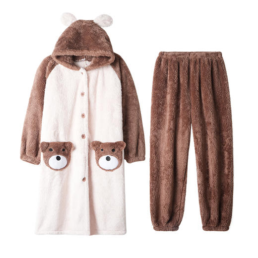 I'd爱帝舒棉绒暖肤锁温卡通套装情侣款秋冬厚款居家服 商品图9
