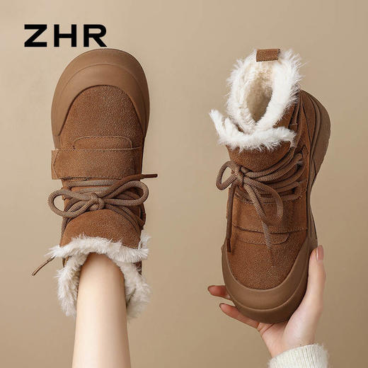 ZHR则则加绒保暖雪地靴防水防寒女鞋2024冬季新款ins百搭短筒棉鞋 商品图7