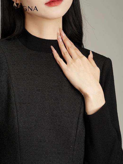 【商场同款】阿菁娜2024冬季新款韩版气质小黑裙A30D112012 商品图3