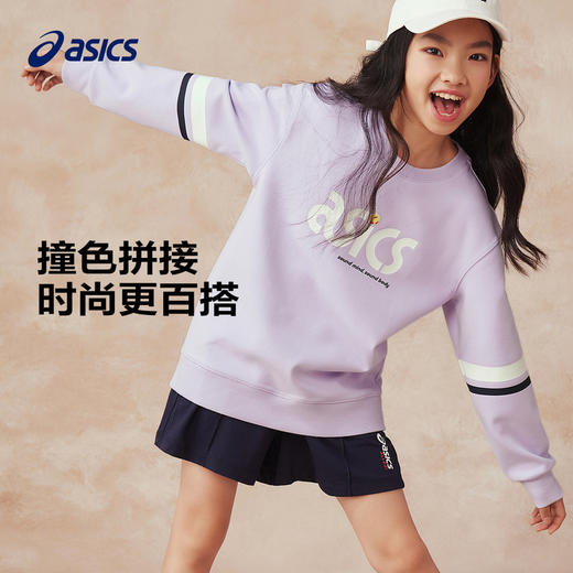 Asics//亚瑟士童装舒弹保型运动休闲百搭针织圆领卫衣25年春新款 商品图1