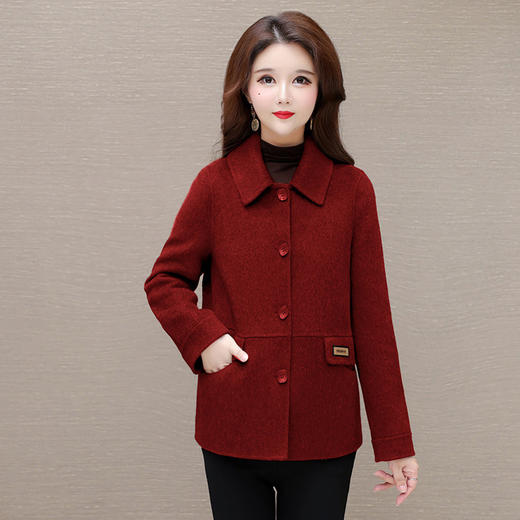 QYM 24ZB07-L时尚毛呢外套洋气翻领单排扣小香风呢子上衣 商品图1