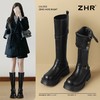 ZHR加绒长筒靴女2024新款冬季欧美风叠穿骑士靴保暖ins高筒瘦瘦靴 商品缩略图1