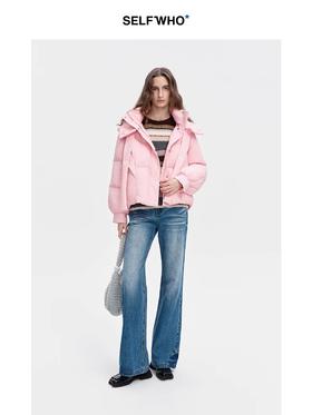 SELFWHO90白鸭绒连帽羽绒服女2024冬季
宽松保暖蓬松防寒绑带外套