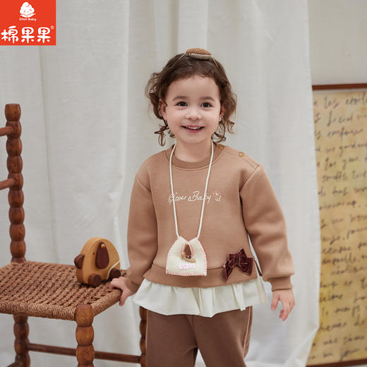 棉果果专柜同款冬季新品女童假两件加绒卫衣M422180424604 商品图2